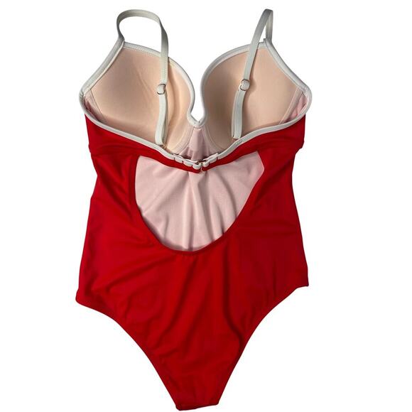 Shade & Shore Cabana Red Light Lift underwire one piece swimsuit size 34D NWOT - Picture 8 of 10